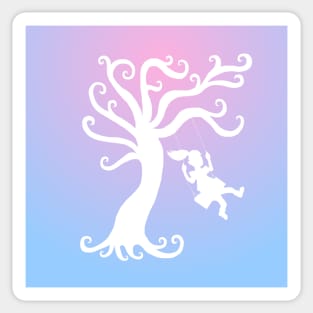 Blue to Pink Tree Swing Silhouette Sticker